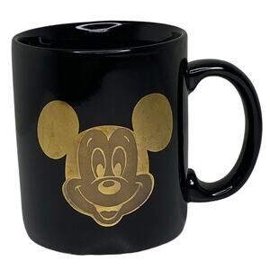 Walt Disney Mickey Mouse Black and Gold Ceramic Coffee Mug 8oz Collectible